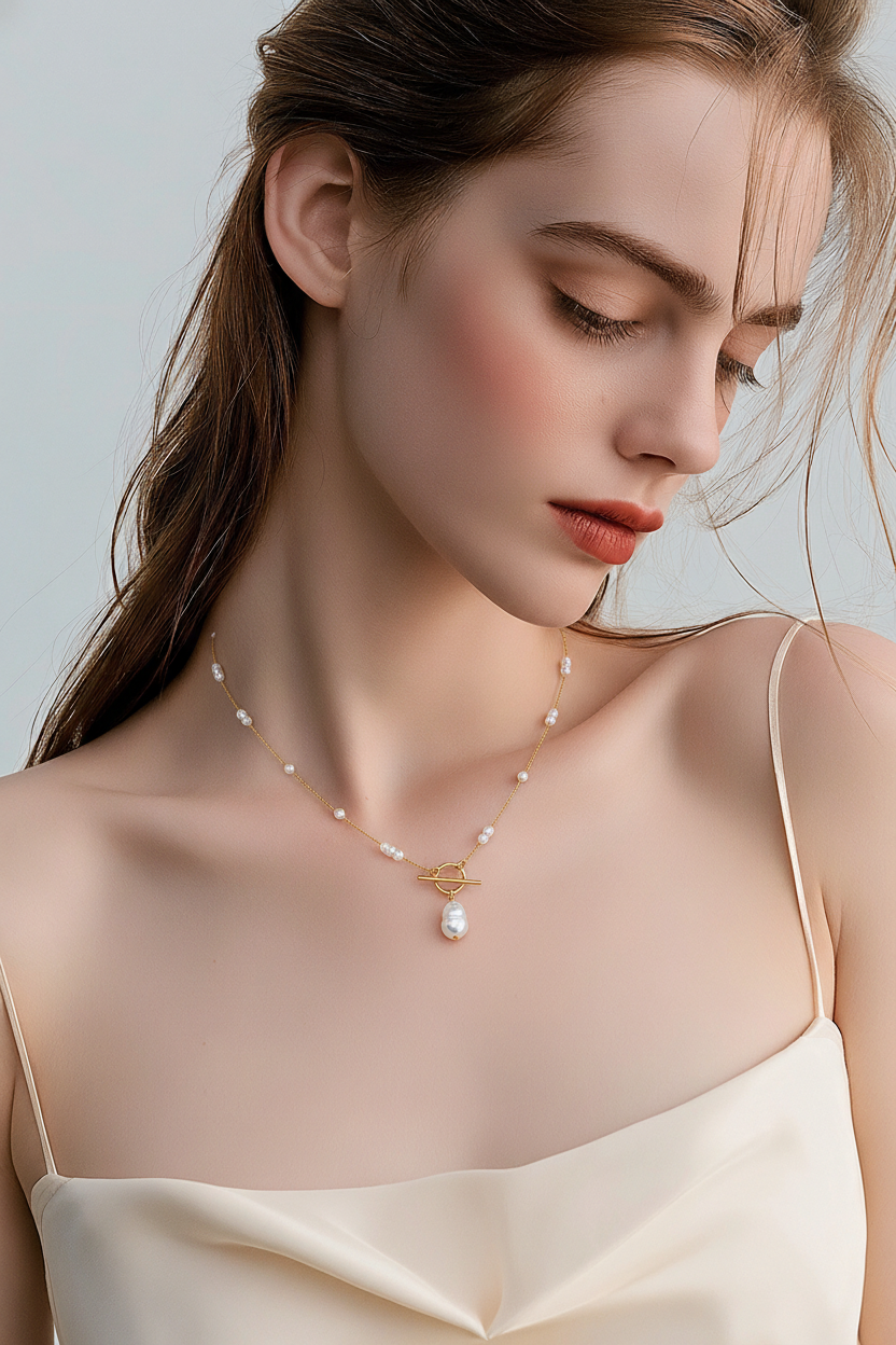 An Exquisite Baroque-Style Pendant Necklace Featuring Pearls