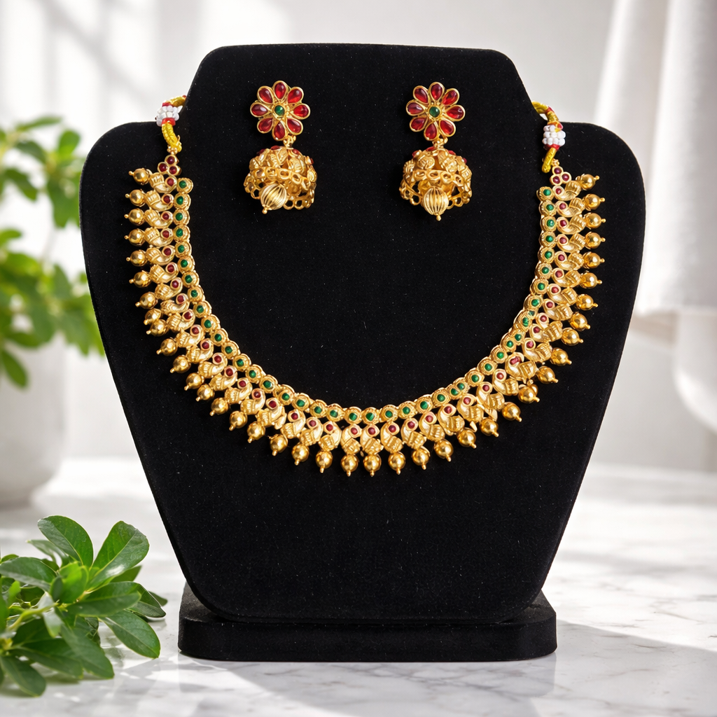 Elegant Multicolor Necklace Set with Earrings