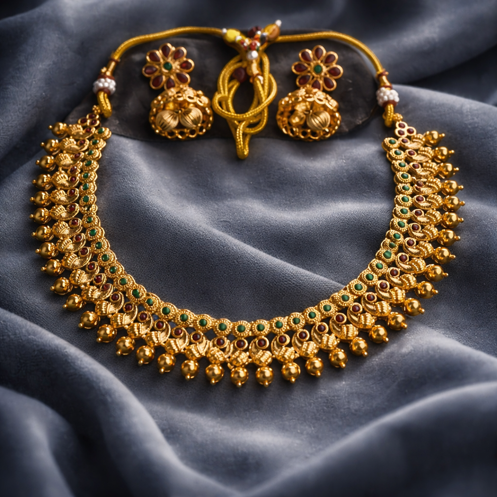 Elegant Multicolor Necklace Set with Earrings