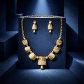 Gold Tone Geometric Necklace Set with Drop Pendant