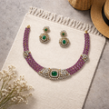 Imitation Emerald & Ruby Designer Necklace Set