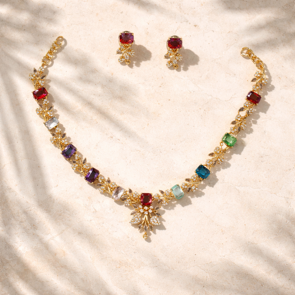 Multicolor Stone Imitation Necklace Set