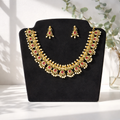 Traditional Ruby Pearl Imitation Necklace & Earring Set