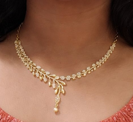 Party Wear White color AD stones Imitation Necklace and Earrings