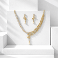 Party Wear White color AD stones Imitation Necklace and Earrings