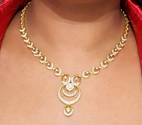 White color AD Stone Imitation Necklace and Earrings