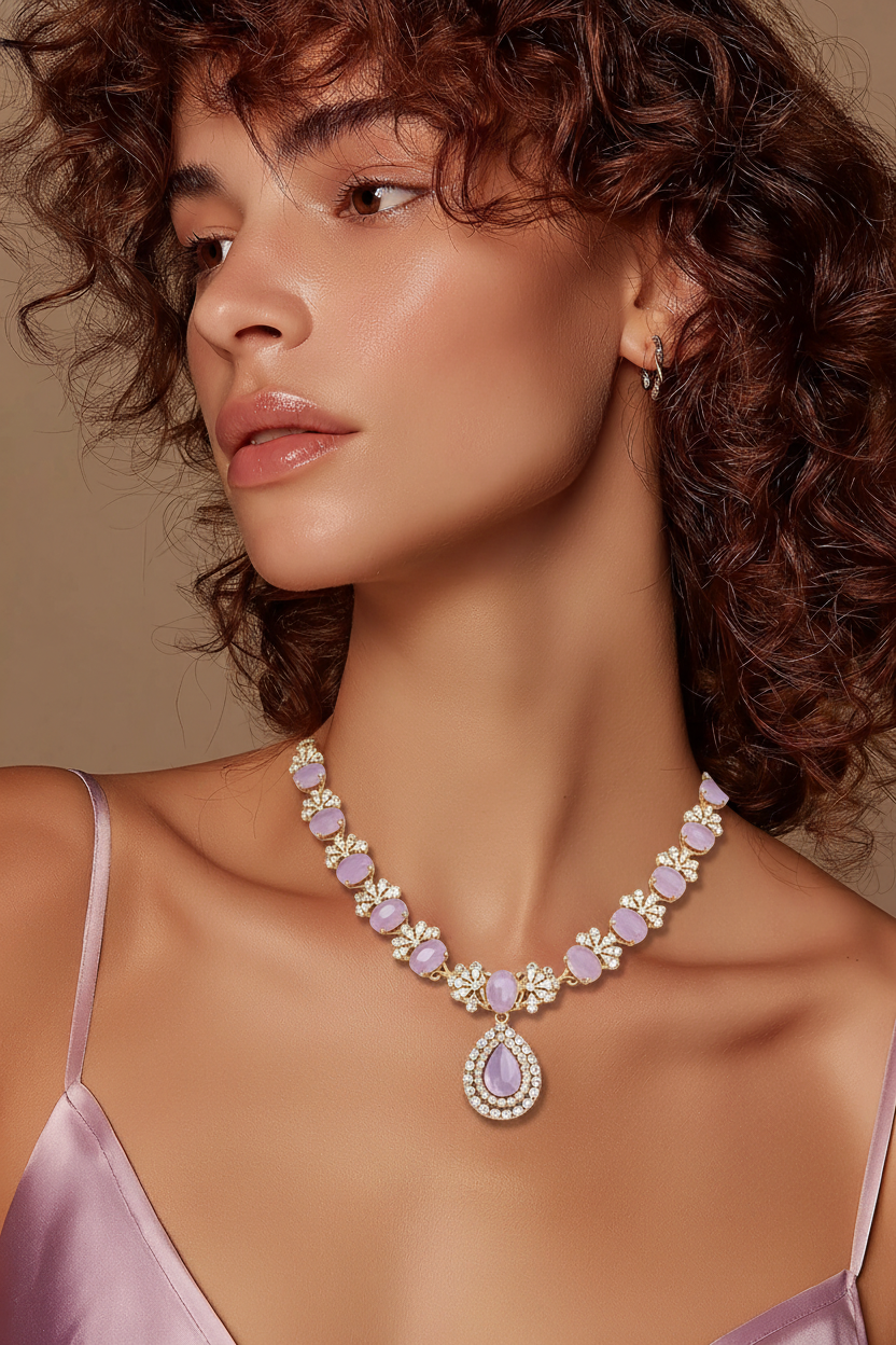 Set of Elegant And Trendy AD Stone Necklace And Earrings