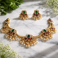 Lotus Motif Multicolor Stone Gungroo Necklace Set