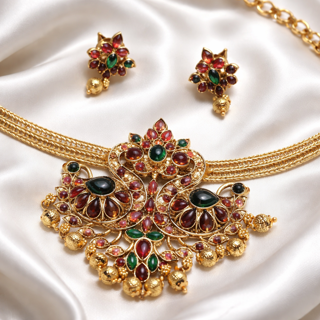 Double Duck Choker with Matching Earrings