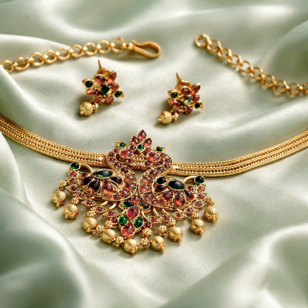 Double Duck Choker with Matching Earrings