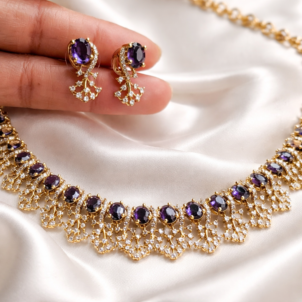 AD Stone Necklace and Earrings