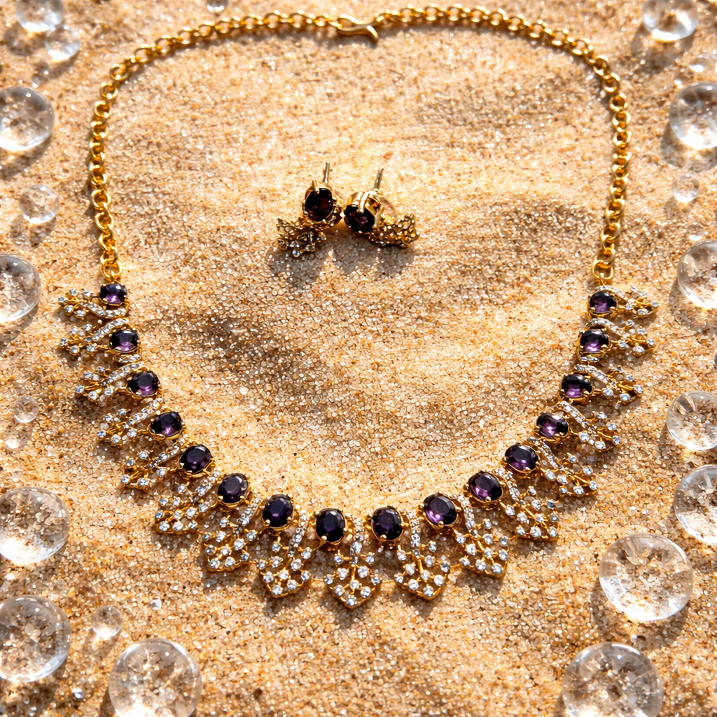 AD Stone Necklace and Earrings