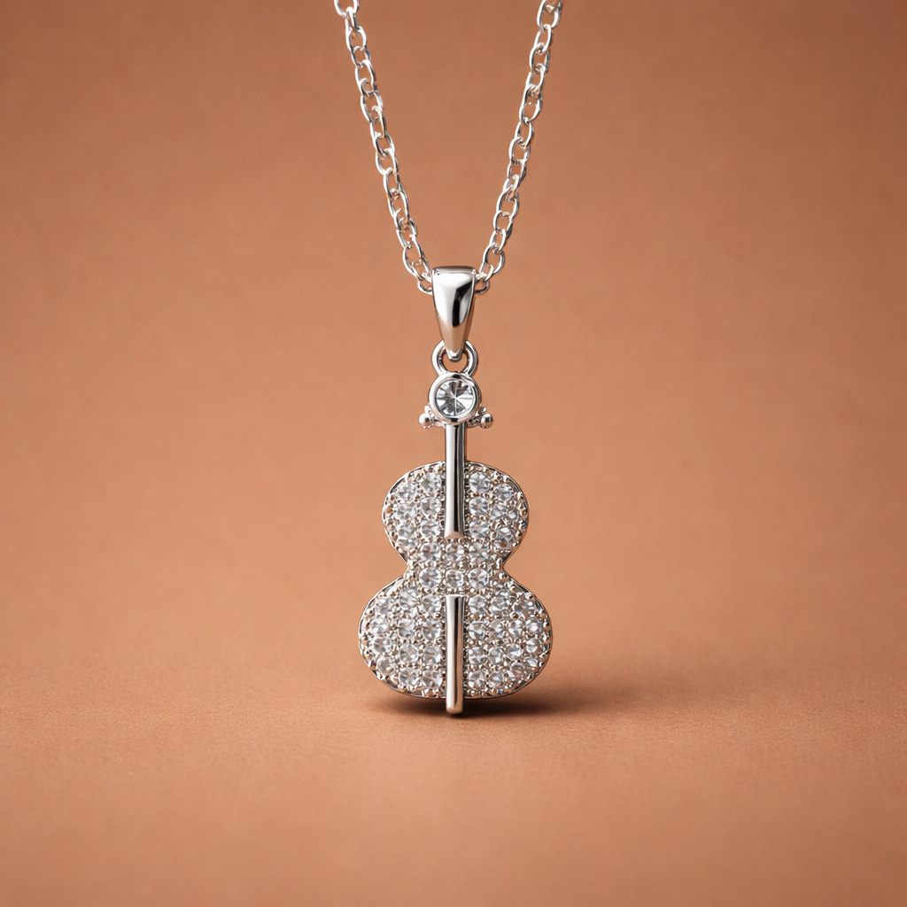 Guitar Pendant  Stainless Steel Necklace