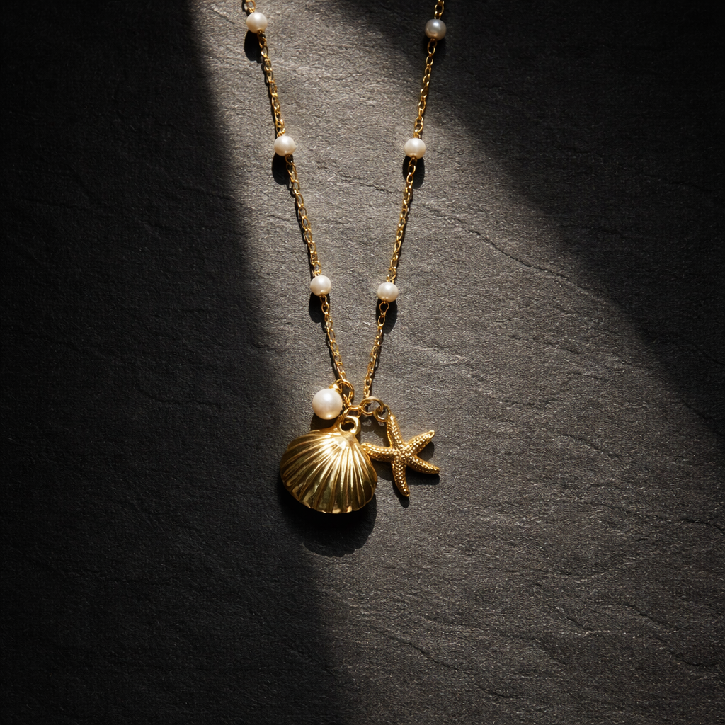 Starfish Shell Pearl Necklace