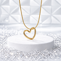 Hollow Heart Gold Necklace