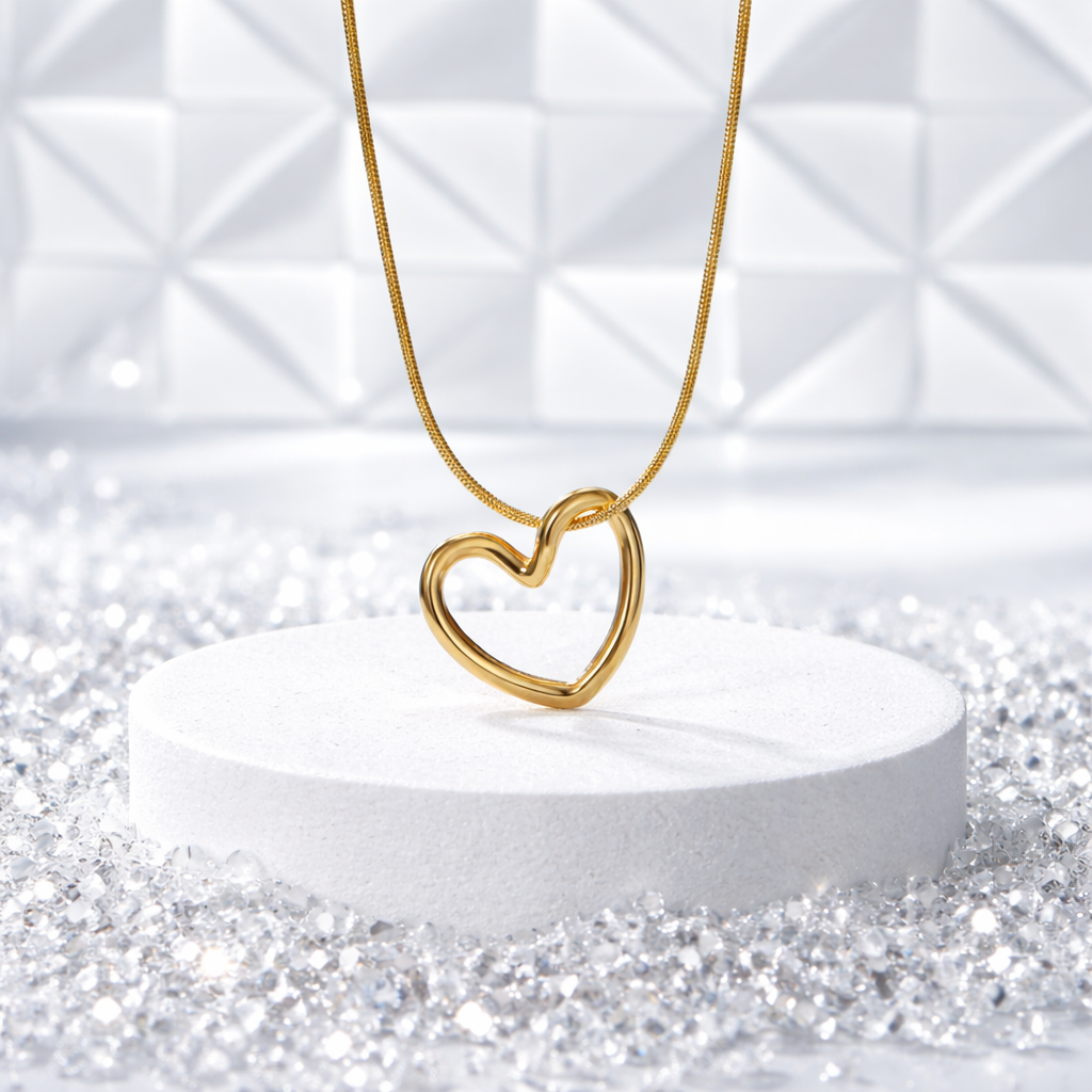 Hollow Heart Gold Necklace