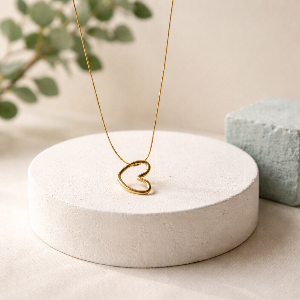 Hollow Heart Gold Necklace