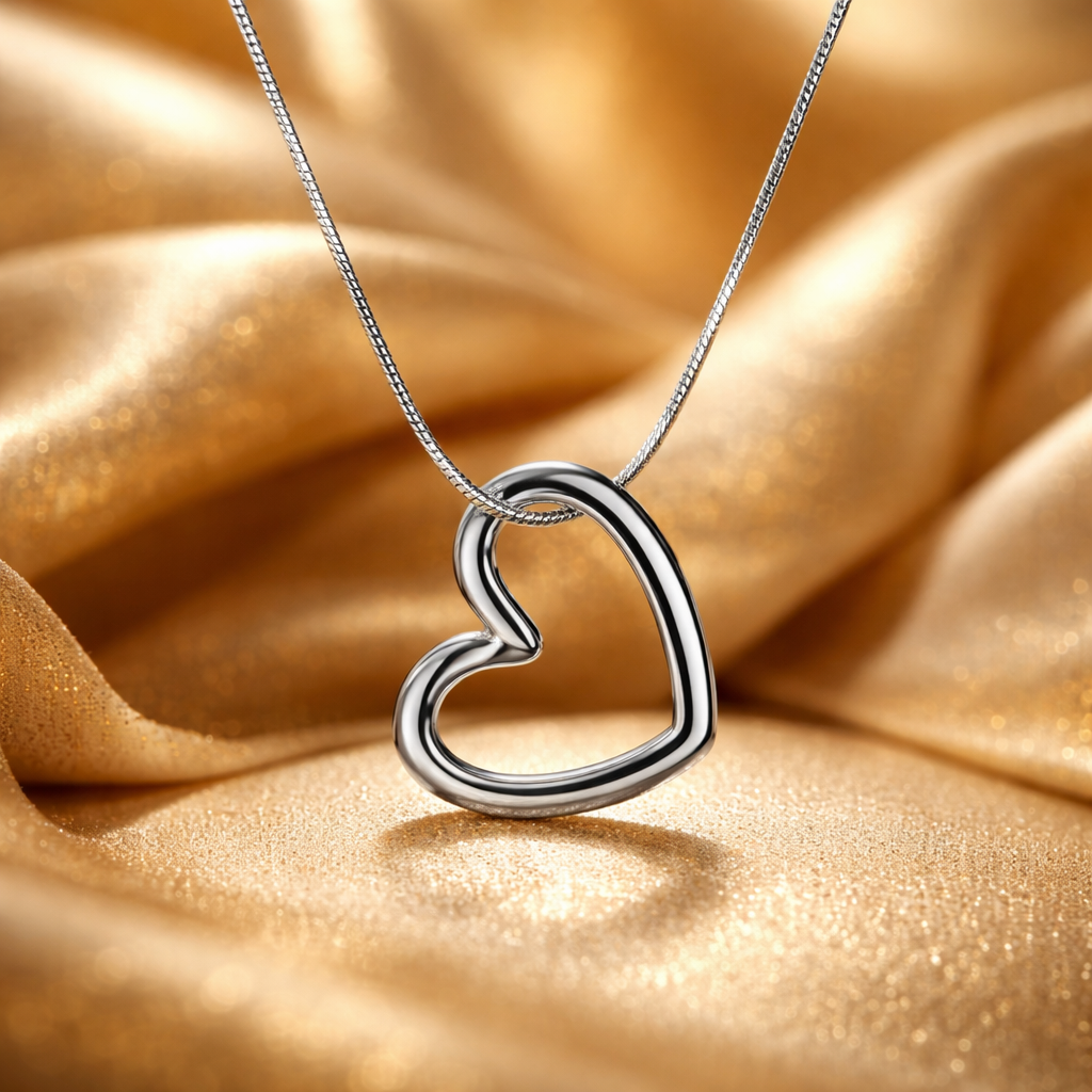 Hollow Heart Steel Color Necklace