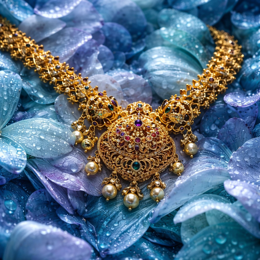 AD Stones Necklace and dangling bell-shaped earrings