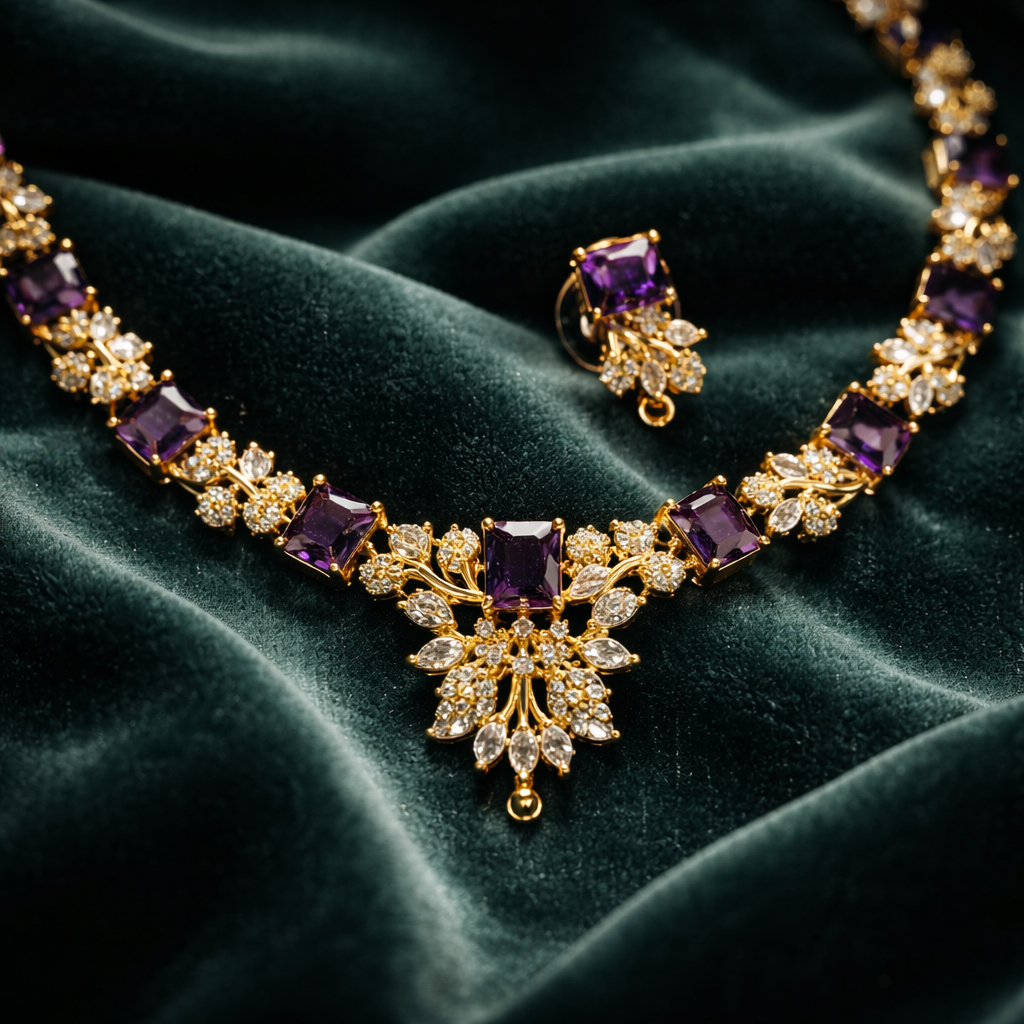 AD Stone Necklace and Earrings