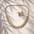 Contemporary AD Stone Gold Finish Geometric Necklace & Earrings Set