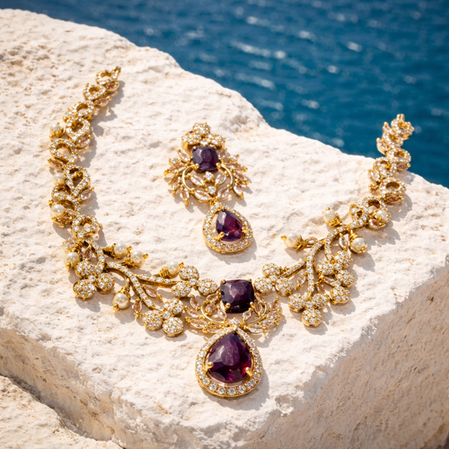 343 AD Stone Necklace and Earrings