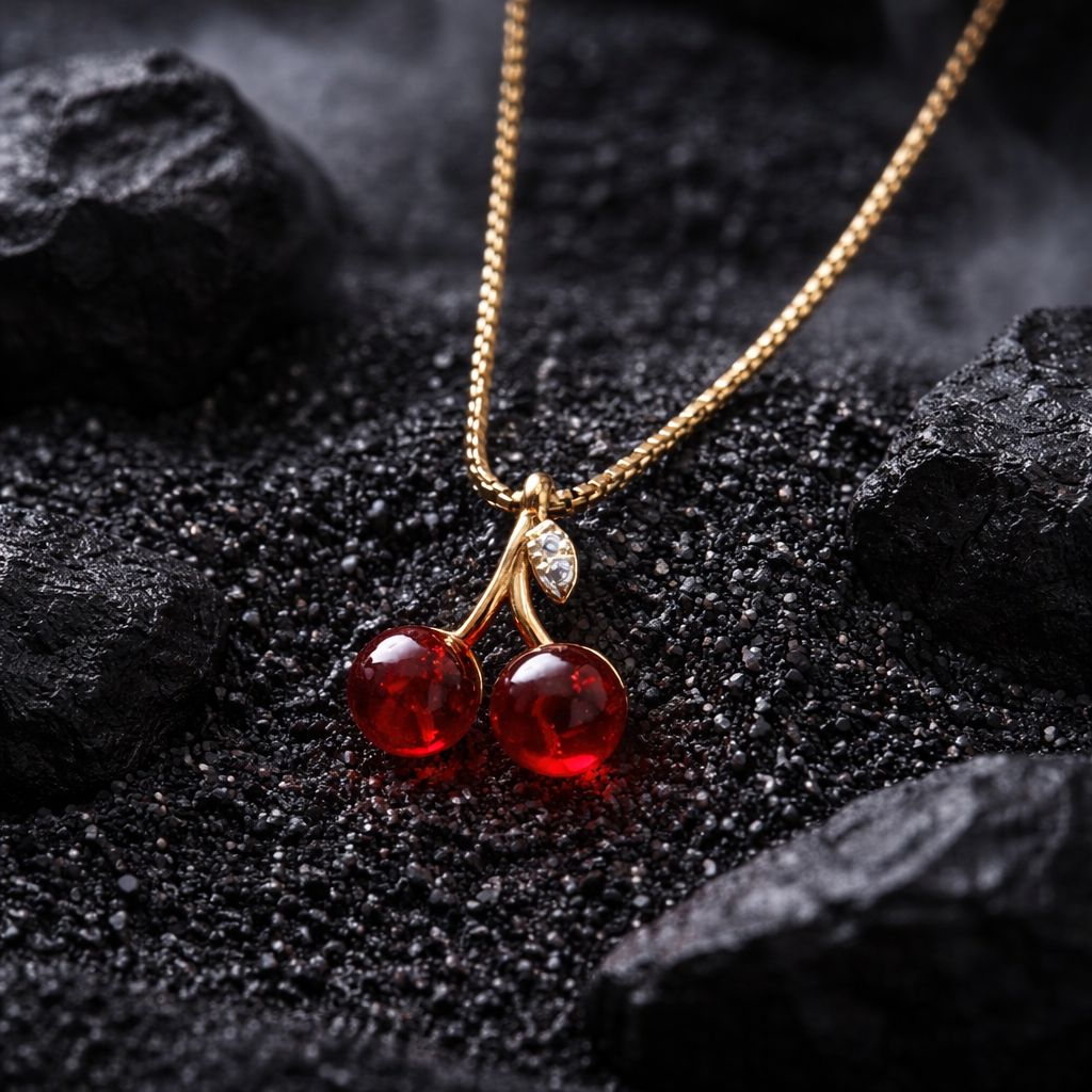 Box Chain Small Cherry pendent Necklace