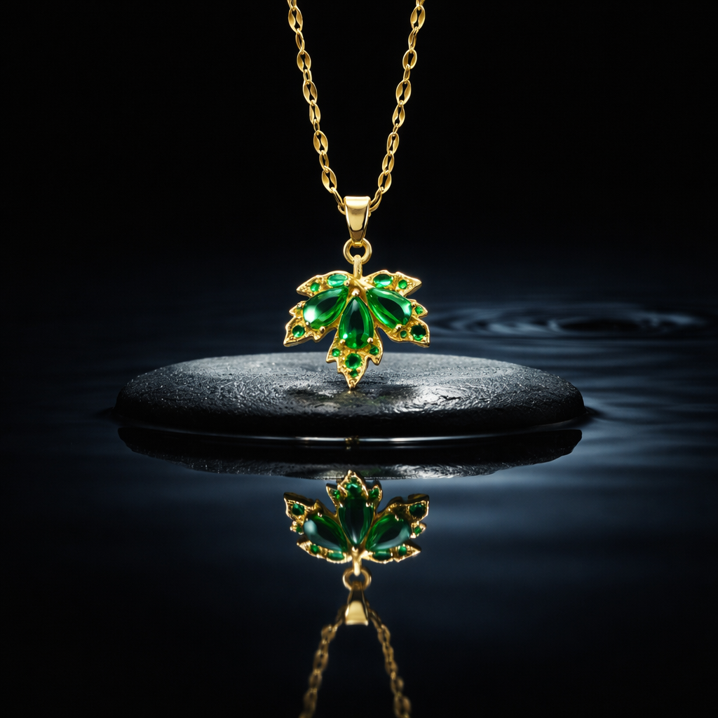 Maple Leaf Necklace For Women - Green