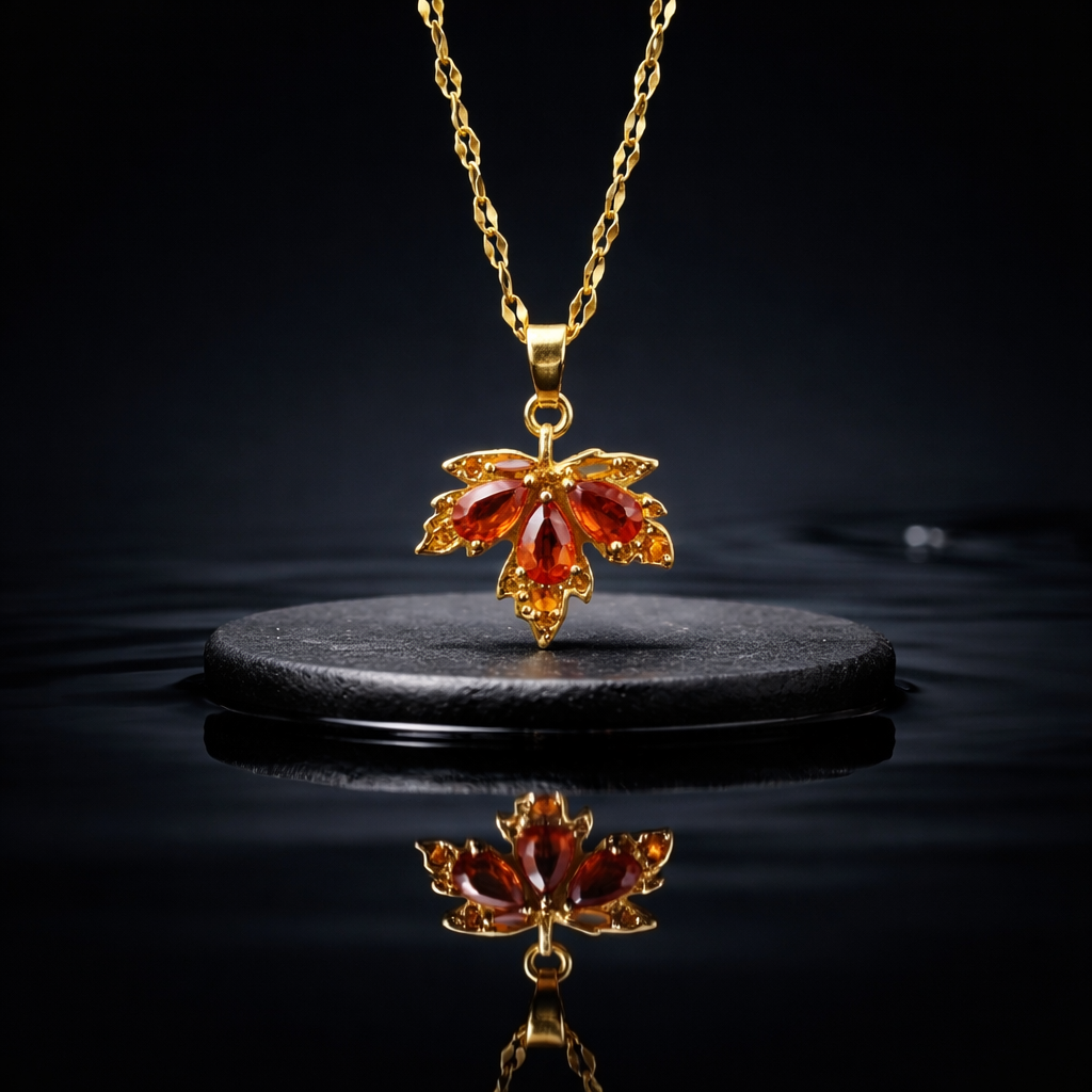 Maple Leaf Necklace For Women - Orange