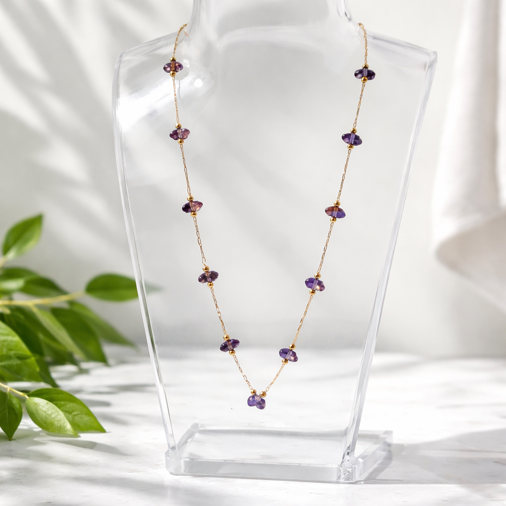 304 Stainless Steel Plastic Irregular 18k Gold plated Necklace