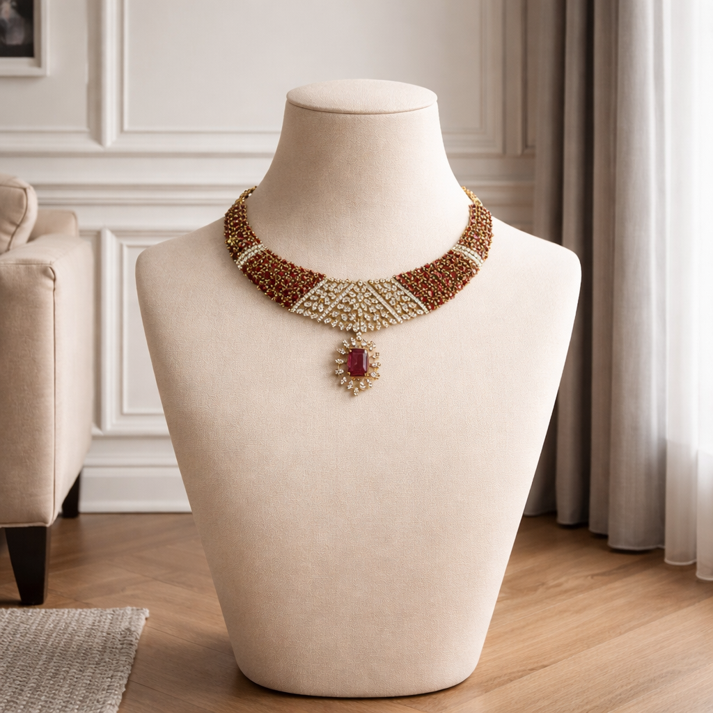 AD stone Necklace and Earrings