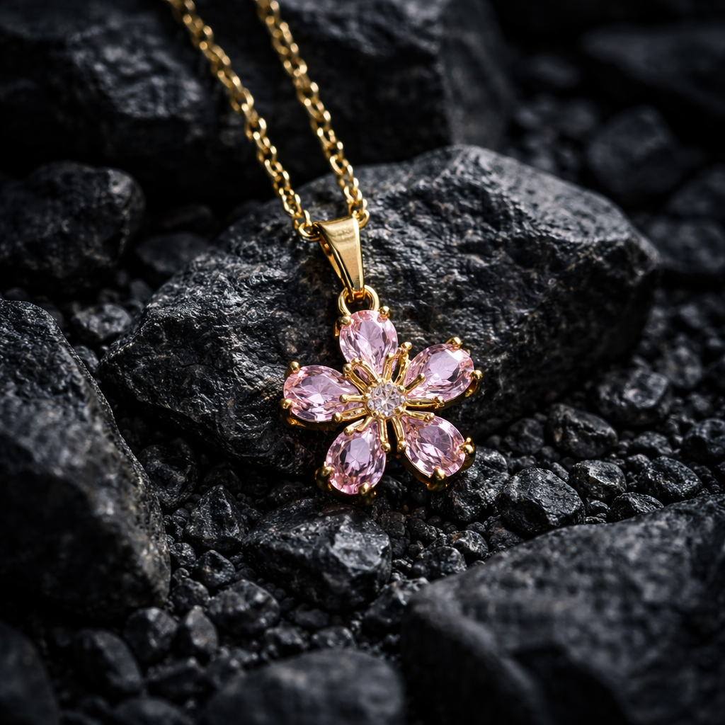 Flower Pendent  Copper Plating 18K Gold Plated Zircon