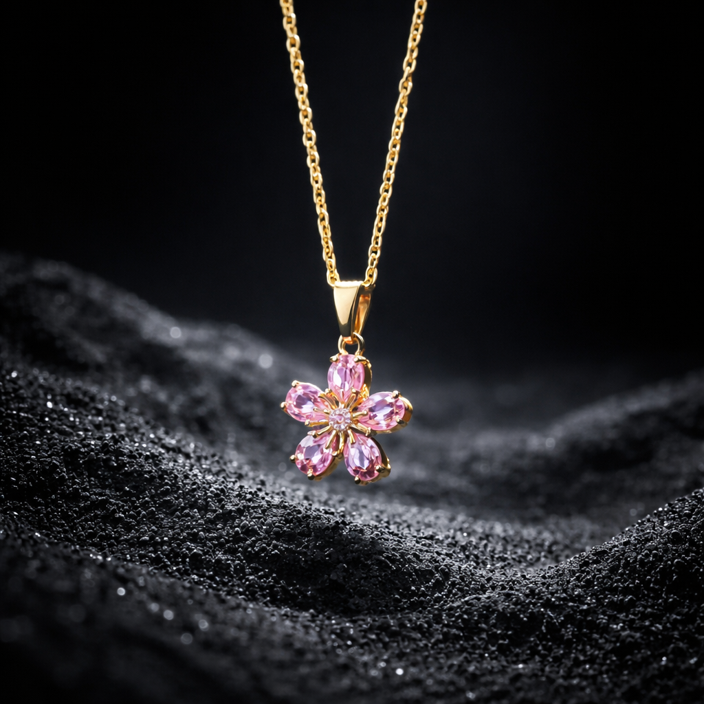 Flower Pendent  Copper Plating 18K Gold Plated Zircon