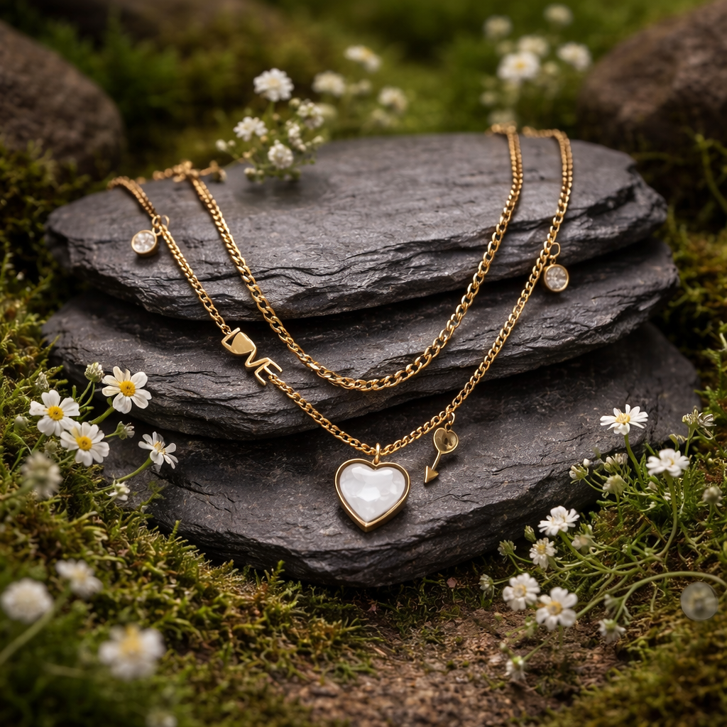 Heart Pendent Double layered Necklace