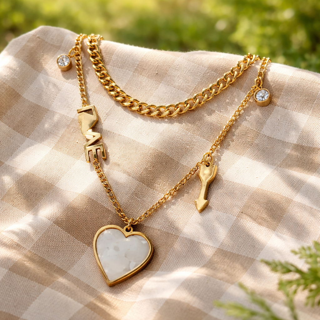 Heart Pendent Double layered Necklace