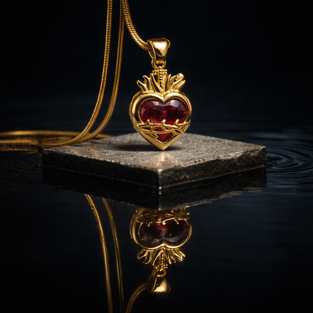 18K Gold-Plated Copper Heart Zircon Pendant Necklace for Women