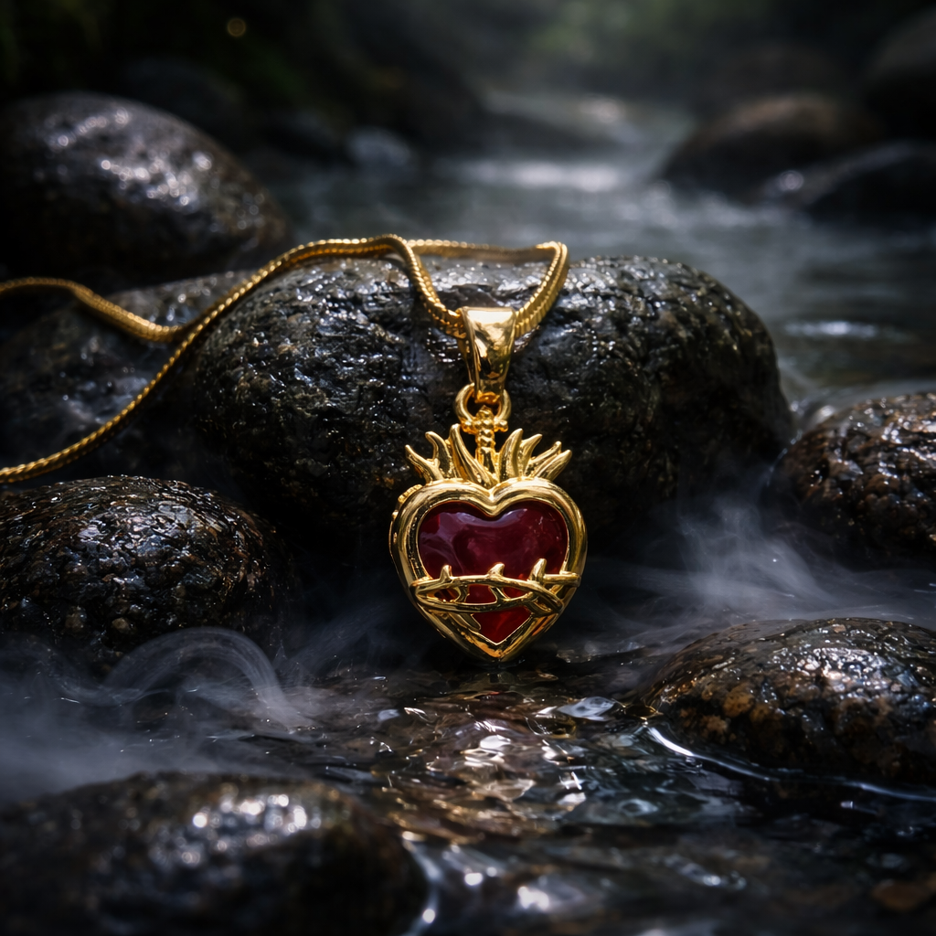 18K Gold-Plated Copper Heart Zircon Pendant Necklace for Women