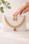 AD stone Floral Necklace & Earrings 1212