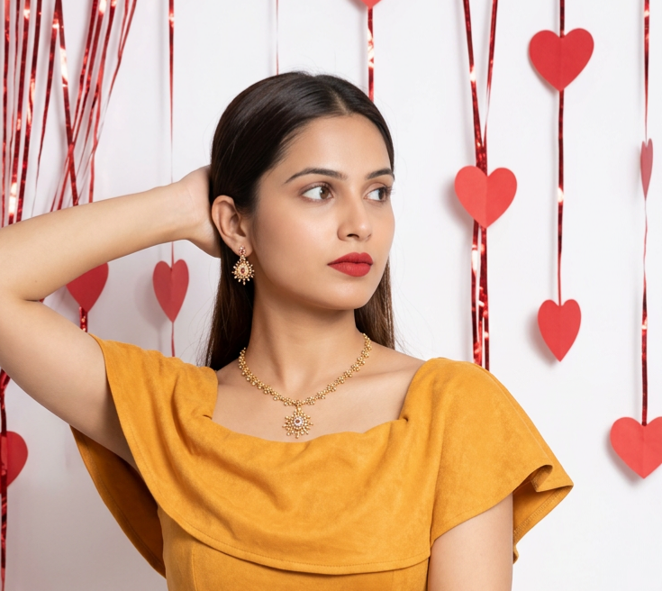 Floral AD Necklace and Earrings