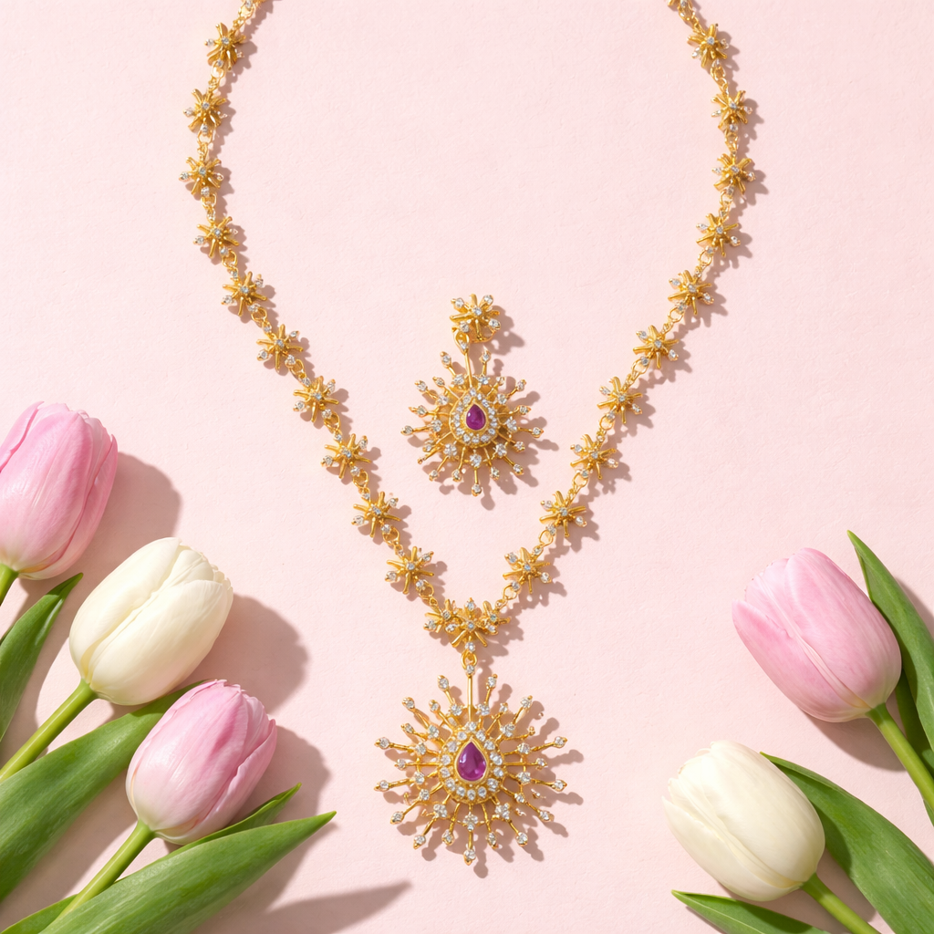 Floral AD Necklace and Earrings