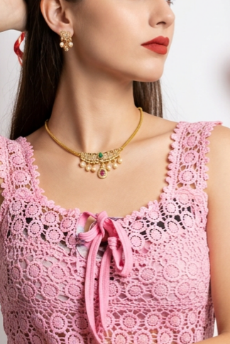 Multicolor AD stone Necklace and Earrings No:25