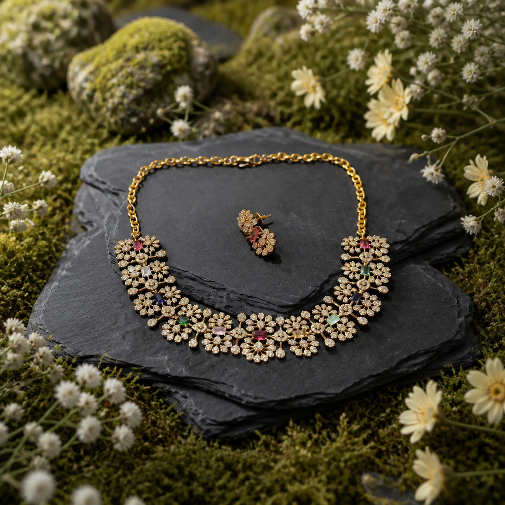 AD stone No - 500 Necklace Set