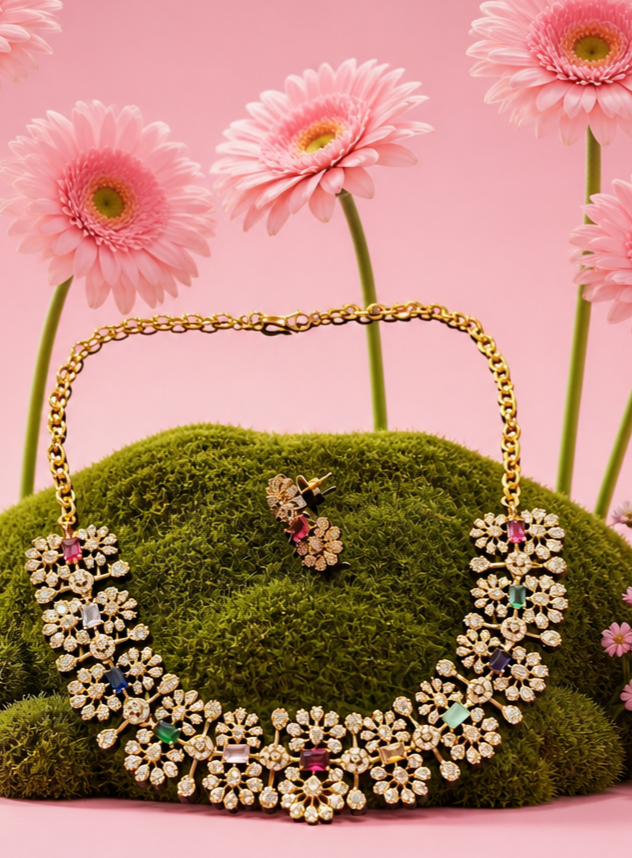 AD stone No - 500 Necklace Set