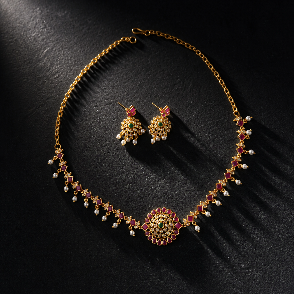 AD Necklace/Chocker and Earrings No - 508