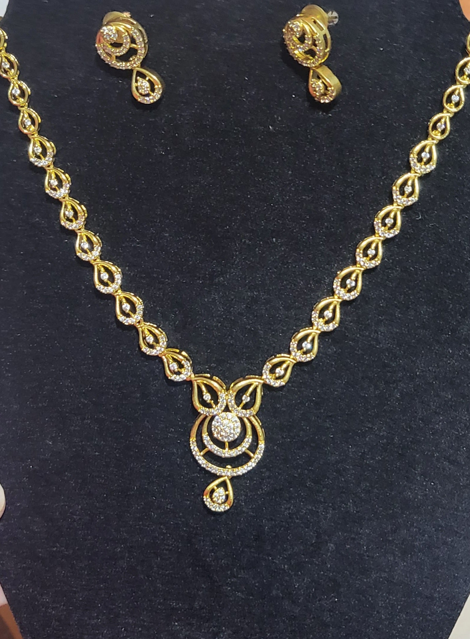 White color AD Stone Imitation Necklace and Earrings
