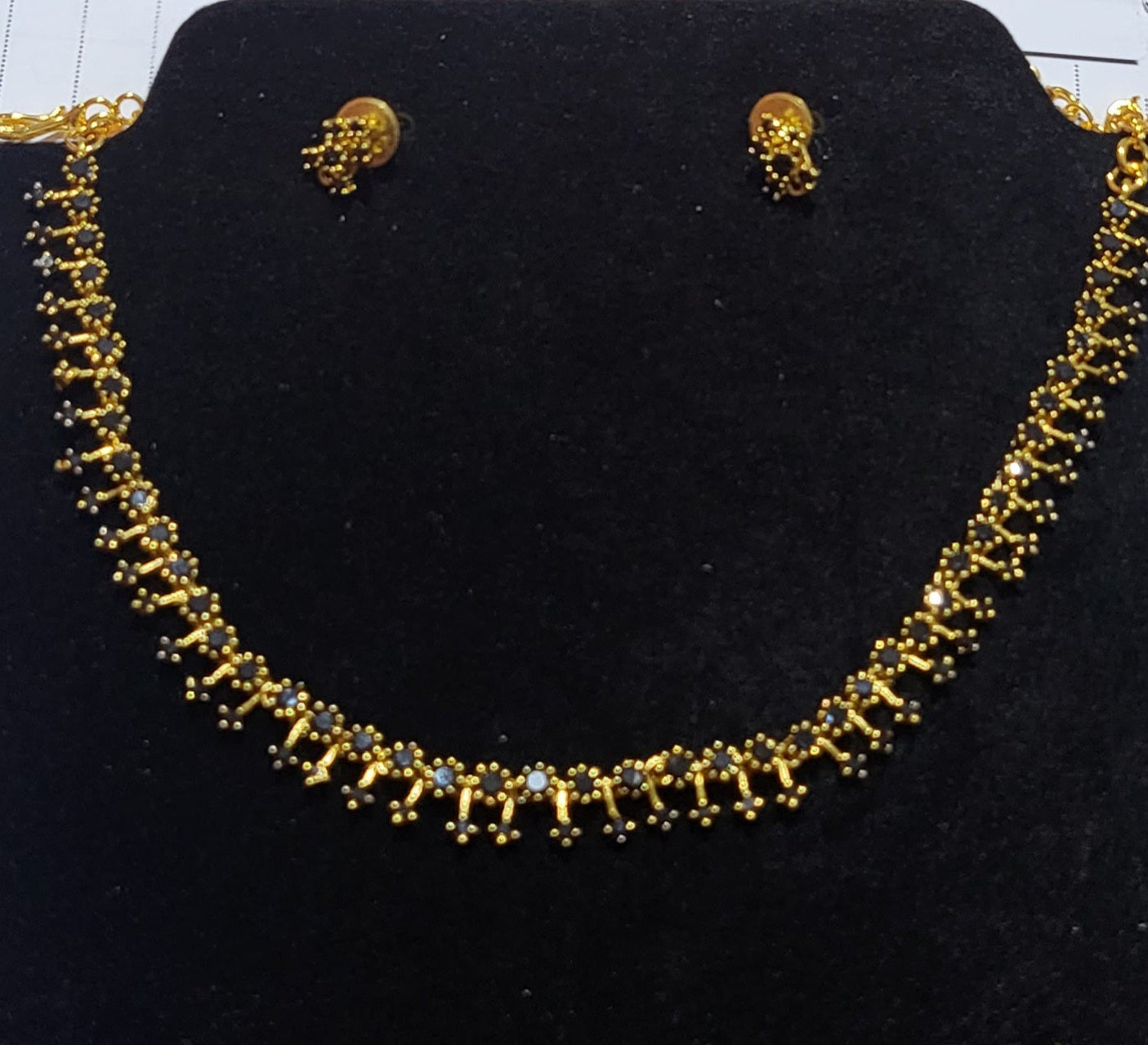 Black sparkling AD Stone Necklace and earrings