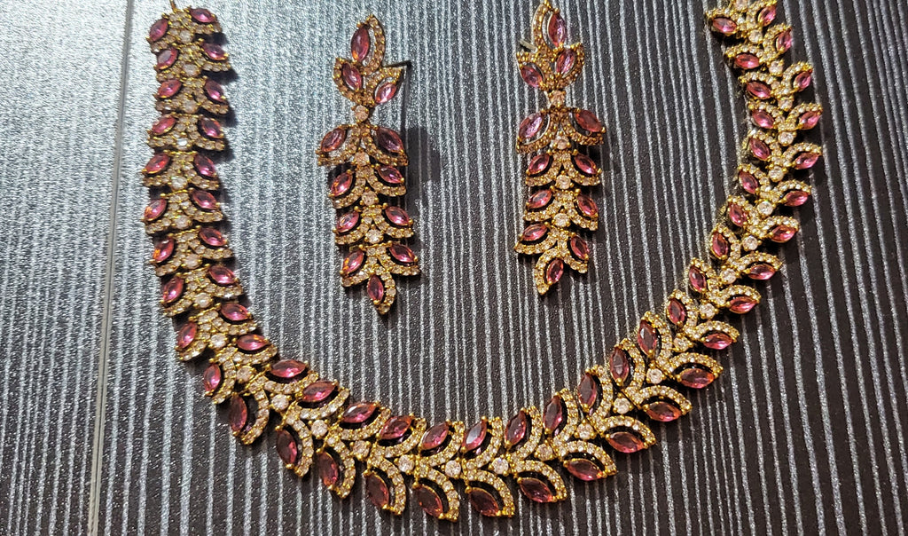 Beautiful AD stone necklace with Earrings