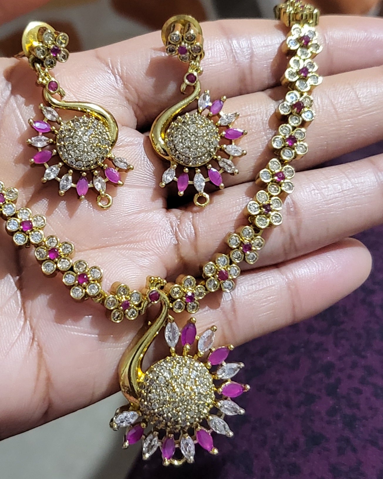 Floral Jewelry Necklace and Earrings