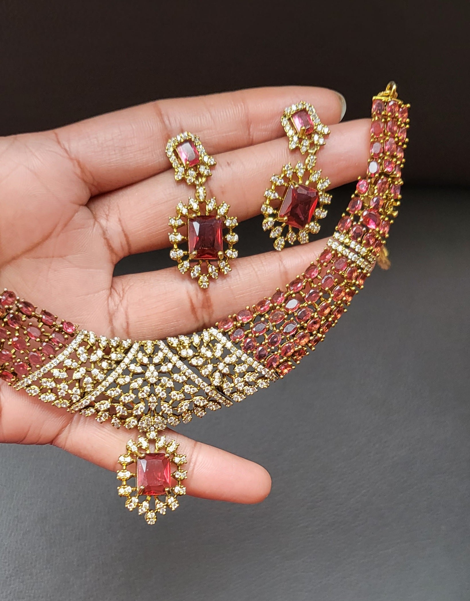 AD stone Necklace and Earrings