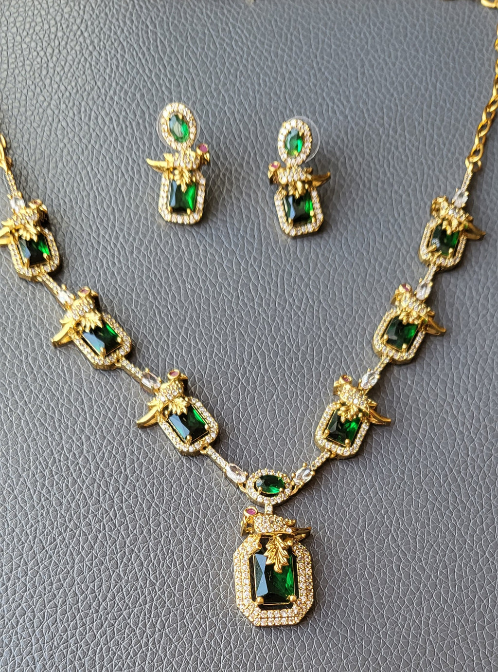AD stone Green Necklace and Earrings